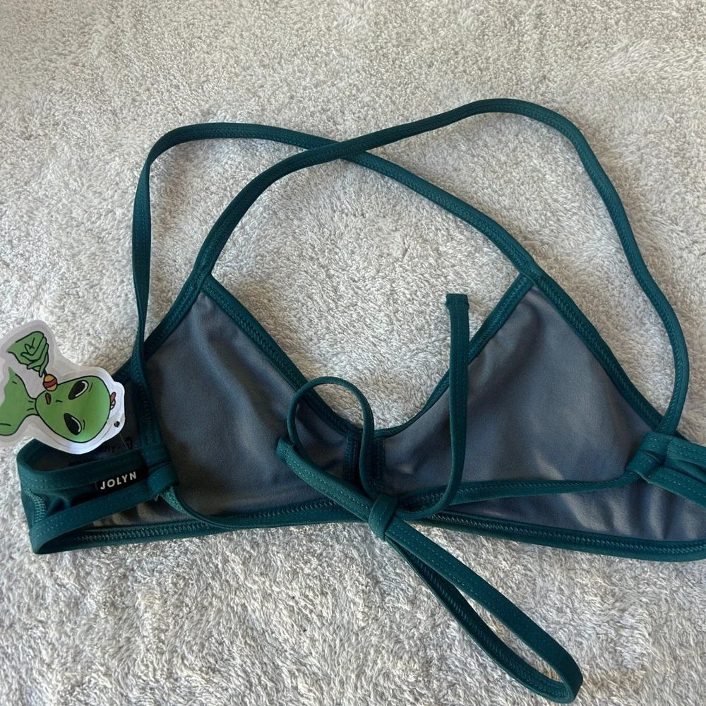 Jolyn Vent Bikini Top Peacock Green Tie Back Swim Top VENT-M-PEAC New